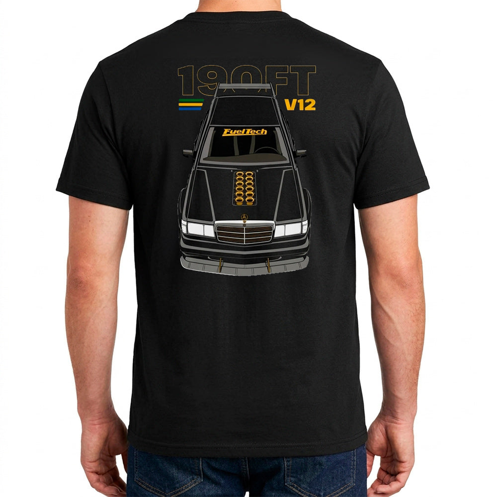 Camiseta 190E V12 FT - costas com estampa 190FT V12