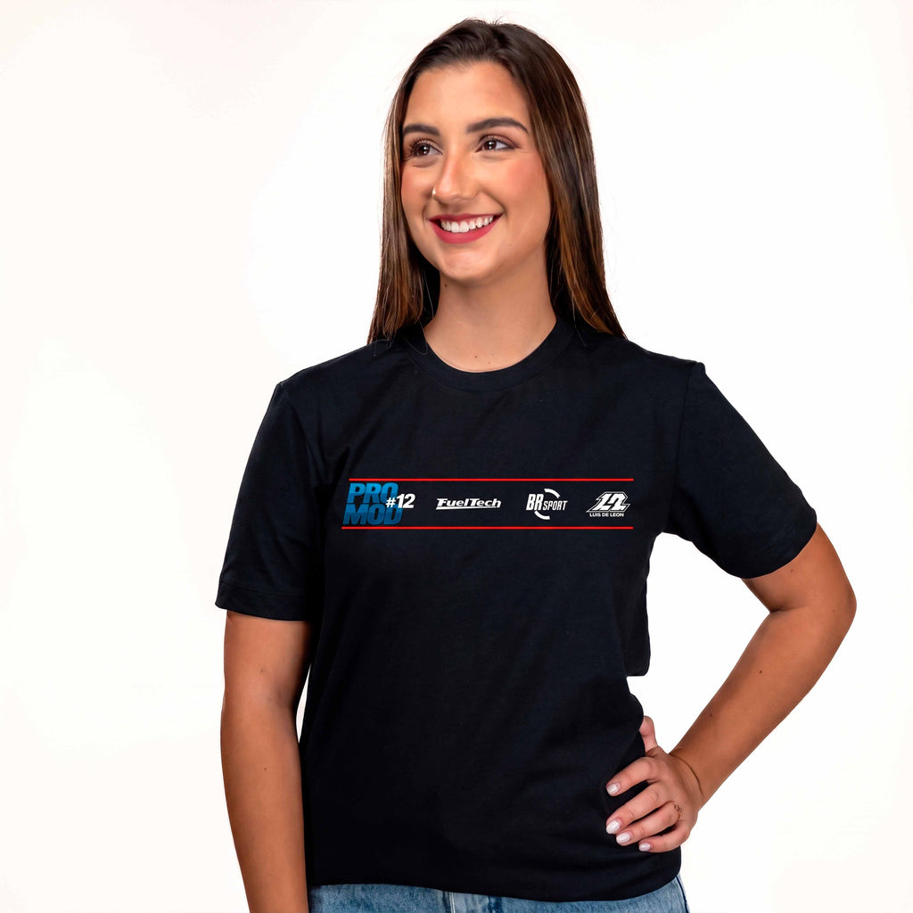 Camiseta Promod FT — modelo feminina vestindo a camiseta, vista frontal