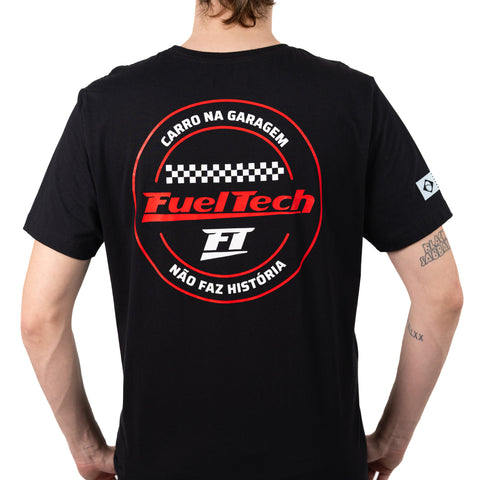 Camiseta Torque FT preta - costas, estampa Carro na Garagem Não Faz História
